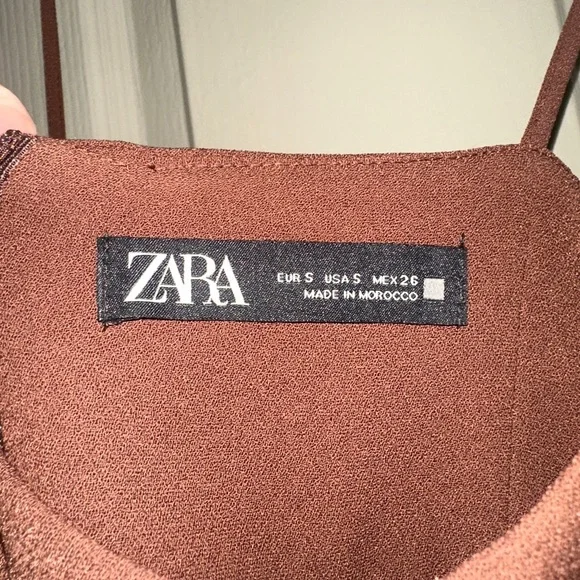 Zara brown white stitch bustier maxi tank dress - Picture 4 of 4